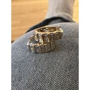 Ross Simons 925 Sterling Gold Vermeil Hoop Huggies Diamond Accent  Earrings #585